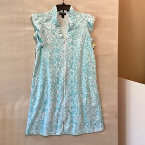 miss elaine robe medium turquoise/white pockets